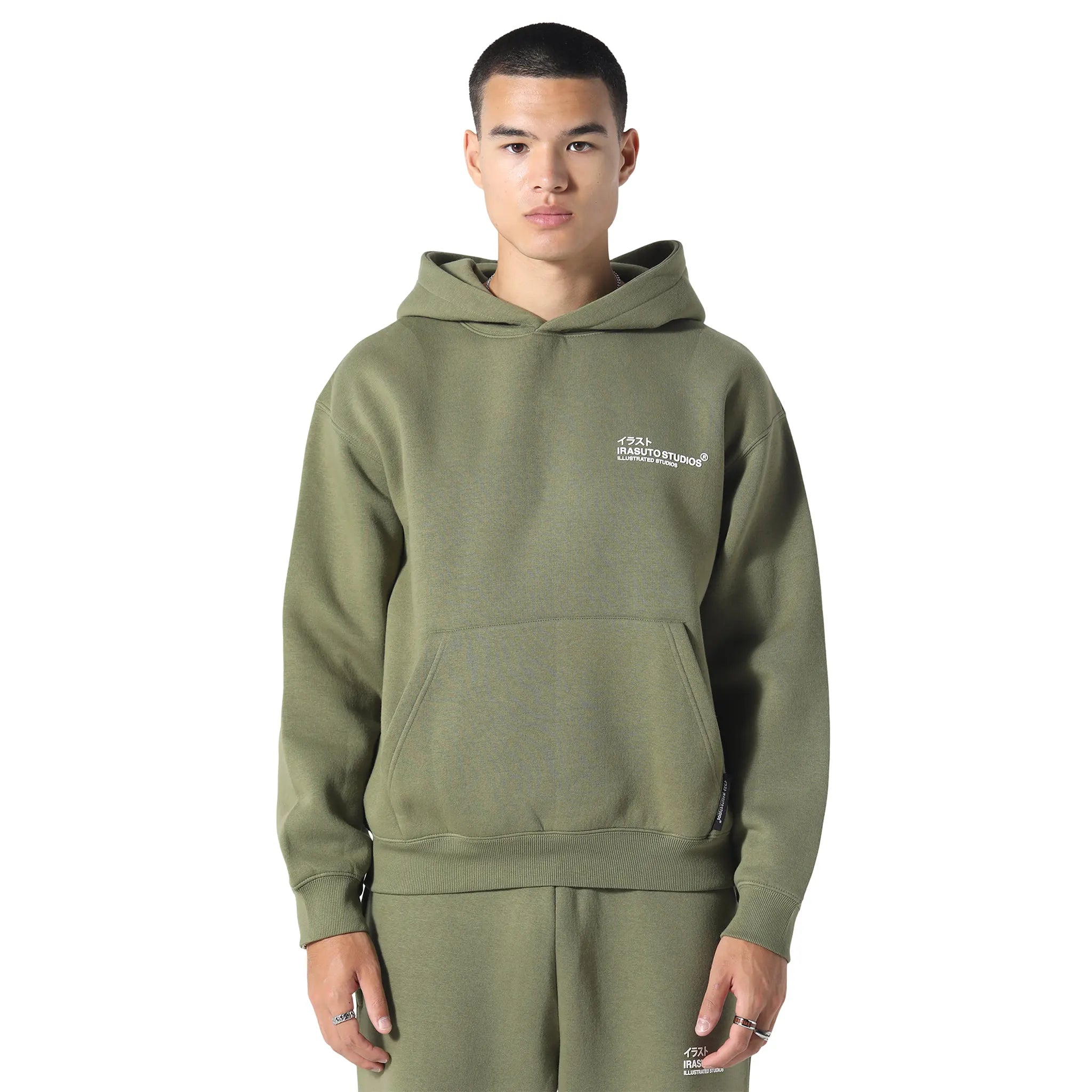 Front View of Irasuto Studios Koi Khaki Hoodie 5060615209743